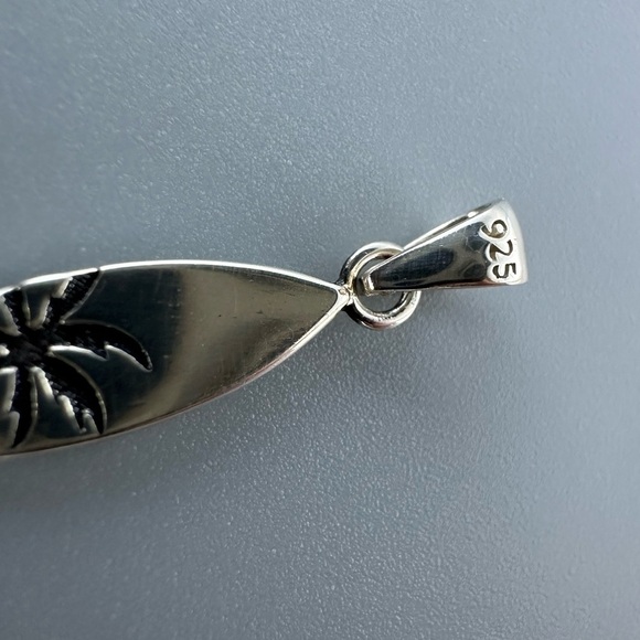 Sterling Silver Petite CZ Surfboard Pendant - Picture 6 of 8